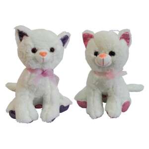 Biały pluszowy kot z różową kokardką, miauczy, interaktywna zabawka - Nonbrand Plusz