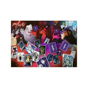 Disney Villains 1000 piece jigsaw puzzle by Trefl, featuring the Evil Queen, Ursula, Jafar, Scar, and other Disney villains playing cards - Disney Puzzle