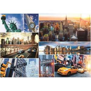 Trefl New York 4000 piece jigsaw puzzle, featuring iconic landmarks like the Statue of Liberty, Brooklyn Bridge, and yellow cabs - Trefl Puzzle