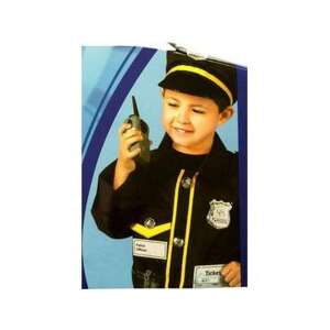 Child wearing a police officer costume, holding a toy walkie talkie - Costume for Kid