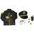 Police officer costume for kids, includes jacket, hat, handcuffs, walkie talkie, whistle and badge
