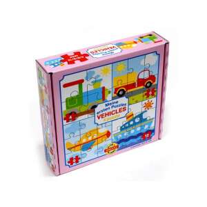 4 în 1 Vehicule Puzzle pentru bebeluși, 4 piese, 6 piese, 9 piese, 12 piese, tren, camion, avion, barcă, jucărie educativă - Puzzle 3D & Puzzle cu burete