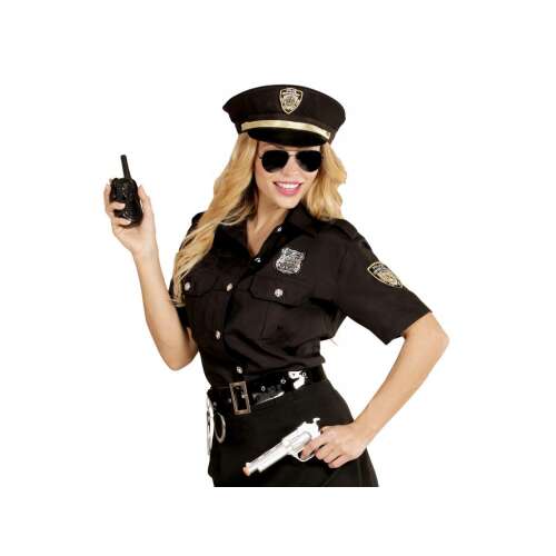 Női rendőrnő jelmezben, játékpisztollyal és walkie-talkie-val - Widmann