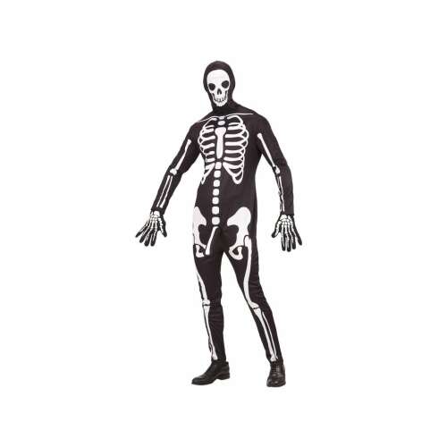 Férfi Csontváz Jelmez - Overáll, Kesztyű, Maszk - XL