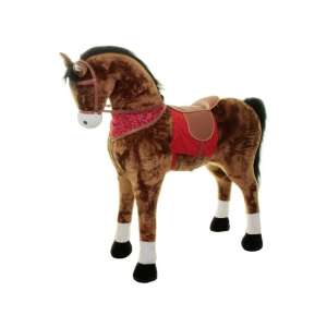 Braunes Plüschpferd mit Sattel und Zaumzeug, 120x45x114 cm - Nonbrand Kuscheltiere