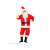 Elülső nézet egy Mikulás jelmezről felnőtteknek, kabát, nadrág, öv, csizma és sapka, XXL/XXXL méretben
