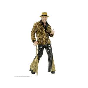 Fekete nadrág leopárd mintájú díszítéssel, férfi jelmez M-es méretben - Widmann