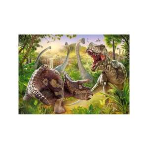 Obrázok puzzle Dinosauří bitka, Tyrannosaurus Rex a Triceratops - Castorland Puzzle