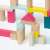 Close up of Cubika wooden building blocks set, colorful blocks for kids, creative play, imagination, learning, building, stacking, construction