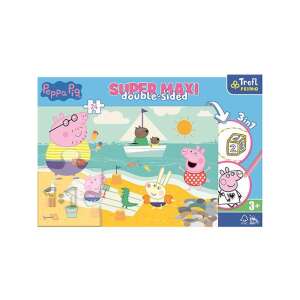 Peppa Pig Super Maxi puzzle dublu față de 24 piese, joc 3 în 1, scenă de plajă - Puzzle 3D & Puzzle cu burete
