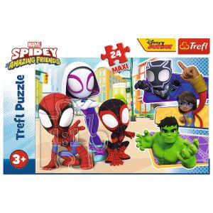Trefl Spidey und seine Freunde 24-teiliges Puzzle mit Spider-Man, Ghost-Spider, Miles Morales, Black Panther und Hulk - Trefl Puzzle
