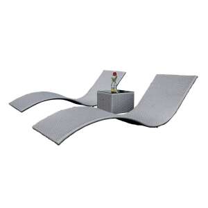 Successo Rattan 2 Sonnenliege in grau mit Tisch 85271197