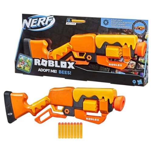 Nerf Roblox Adopt Me! BEES! Mézeskalács Blaster játékpisztoly, narancssárga és sárga, 8 nyíllal