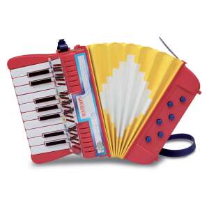 Rote und gelbe Spielharmonika mit blauem Band, Bontempi Harmonika - Bontempi