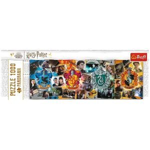 Puzzle panoramic Trefl Harry Potter Hogwarts 1000 piese, cu steme și scene din filme - Trefl Puzzle