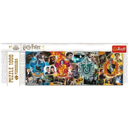 Trefl Harry Potter Roxfort Panoráma Puzzle 1000 darabos, a házak címereivel és filmjelenetekkel