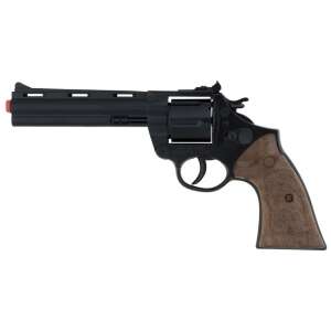 Gohner Police Revolver Toy Gun, 12-gauge cap gun, black, wood-look grip, die cast metal, 25 cm - Toy Gun, Bullet
