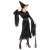 Black witch costume for women, includes dress, belt, and hat