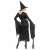 Back view of black witch costume for women, size S, includes dress, belt, and hat