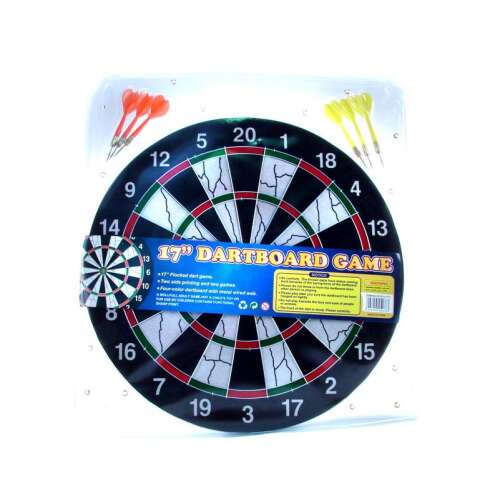 17 Zoll Dartboard-Spiel mit 6 Darts, schwarz-weißes Design, mit einer klaren Plastikabdeckung