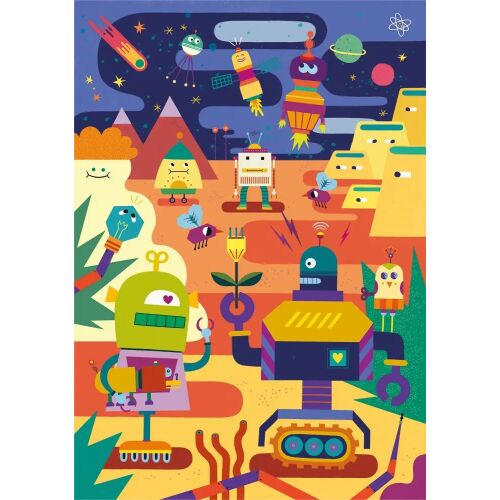 Kolorowa ilustracja robota z dwustronnych puzzli Clementoni