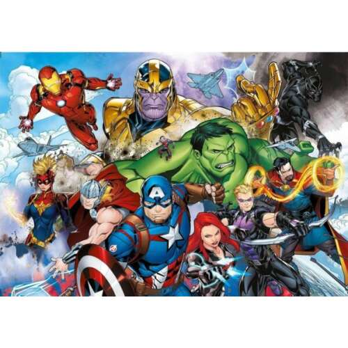 Puzzle Marvel Avengers Supercolor 104 dielikov, s Iron Manom, Hulkom, Captainom Amerikom, Thorom, Black Widow, Hawkeyeom, Thanosom a Infinity Gauntlet