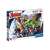Pudełko z puzzlami Marvel Avengers Supercolor 104 elementów, przedstawiające Iron Mana, Hulka, Kapitana Amerykę, Thora, Czarną Wdowę, Sokoła, Thanosa i Rękawicę Nieskończoności