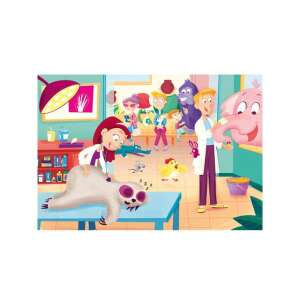 Clementoni Supercolor Puzzle, Zum Tierarzt, 60 Teile, Maxi-Größe, zeigt einen Tierarzt, der ein Faultier untersucht - Puzzle & Rätsel