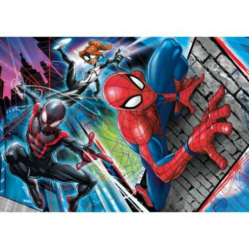 Marvel Spider-Man Supercolor Puzzle 60 elementów Clementoni, z udziałem Spider-Mana, Milesa Moralesa i Gwen Stacy