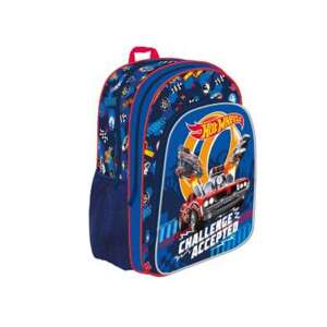 Hot Wheels Challenge Accepted Schulrucksack 15 Zoll, blau mit roten Akzenten und Hot Wheels Autodesign - Unipap