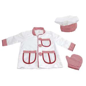 Chef costume for kids, includes jacket, hat and gloves, red and white checkered pattern - Costume for Kid