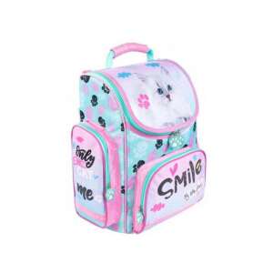 Smile My little friend cicás iskolatáska, rózsaszín és kék színben, cicás mintával, 35.5x27.5x16cm - Unipap