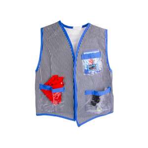Train conductor vest with pockets, blue and white striped, for kids costume - Costume for Kid