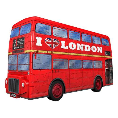 Ravensburger 3D Puzzle eines roten Doppeldecker-Busses aus London, 216 Teile, zusammengebaut