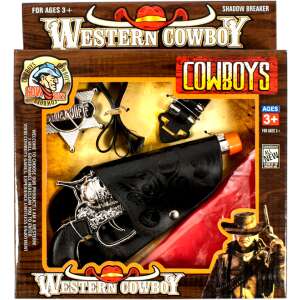 Western Cowboy toy gun set, includes toy gun, holster, sheriff star, bandana, and belt, ages 3+ - Toy Gun, Bullet