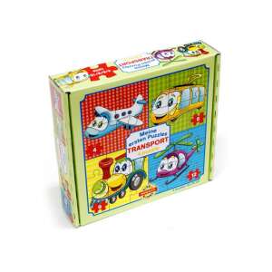 4 az 1-ben közlekedési puzzle gyerekeknek, repülővel, busszal, vonattal és helikopterrel - Puzzle