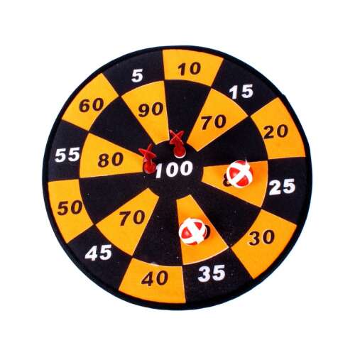 Klebe-Dart-Scheibe mit 2 Dartpfeilen und 2 Bällen, 36 cm Durchmesser