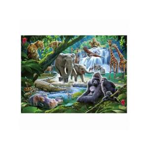Ravensburger Animale din Junglă XXL Puzzle 100 de piese, cu o varietate de animale, inclusiv elefanți, gorile, girafe și multe altele - Puzzle 3D & Puzzle cu burete