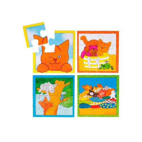 Dikkie Dik 4 az 1-ben puzzle, egy aranyos cicával és barátaival