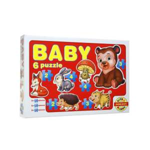 Puzzle pentru bebeluși cu animale din pădure, 6 puzzle-uri, 2-4 piese, marca Dohány - Puzzle 3D & Puzzle cu burete