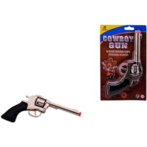 Cowboy Gun Toy, 6-Shot Sound-Caps Realistic Sound, Silver and Black, Toy Pistol - Toy Gun, Bullet