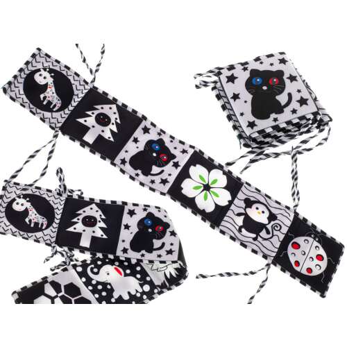 Black and white soft book for babies with animal patterns, Kontrasztos puha füzet babáknak (állatok)