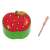 Ikonka Magnetic Wooden Toy with Worms and Apple - Green, Red, top view