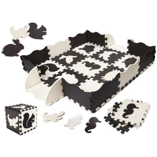 Szivacs puzzle szőnyeg 114cmx114cmx1cm (25db) #fekete-fehér