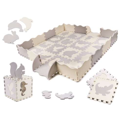 Spumă de puzzle mat/coșuleț de joacă pentru copii 36pcs gri-ecru