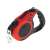 Red retractable dog leash with black handle and chrome hook