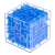 Blue 3D cube maze puzzle game with metal ball