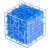 Blue 3D cube maze puzzle game with metal ball