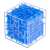 Blue 3D cube maze puzzle game with metal ball