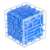 Blue 3D cube maze puzzle game with metal ball